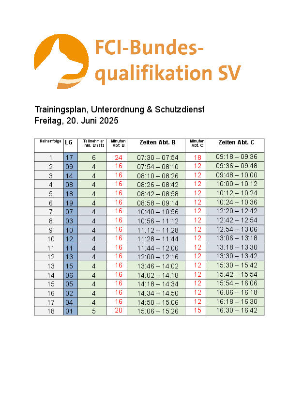 Trainingsplan